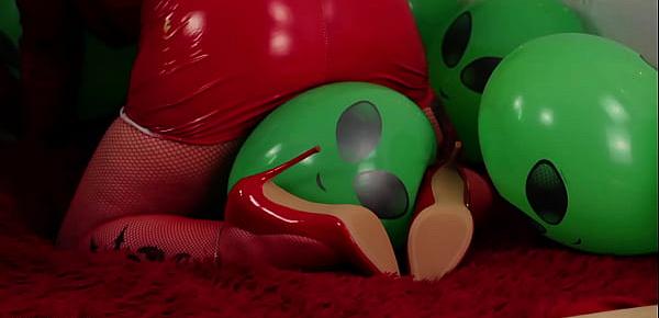  Hot kinky video with horny MILF with big shiny ass inflatable rubber air balloons